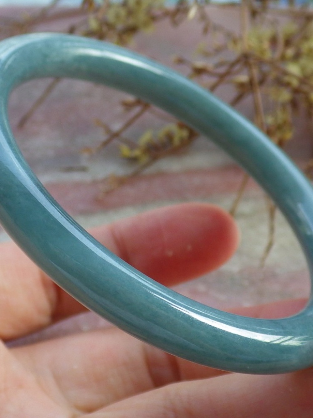 56mm Certified Hand Carved Natural A JADE Jadeite Circle Round Bangle Bracelet